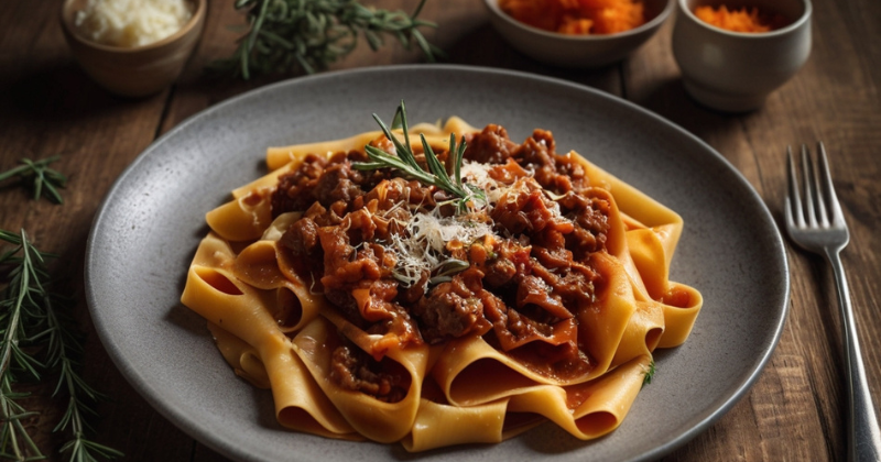 Pappardelle au Ragoût de Bœuf & Romarin – Un Plat Généreux aux Parfums d’Italie et d’Enfance