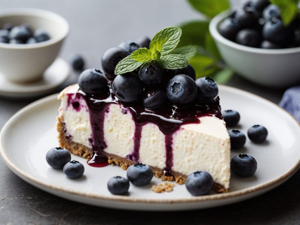 Cheesecake sans cuisson aux myrtilles